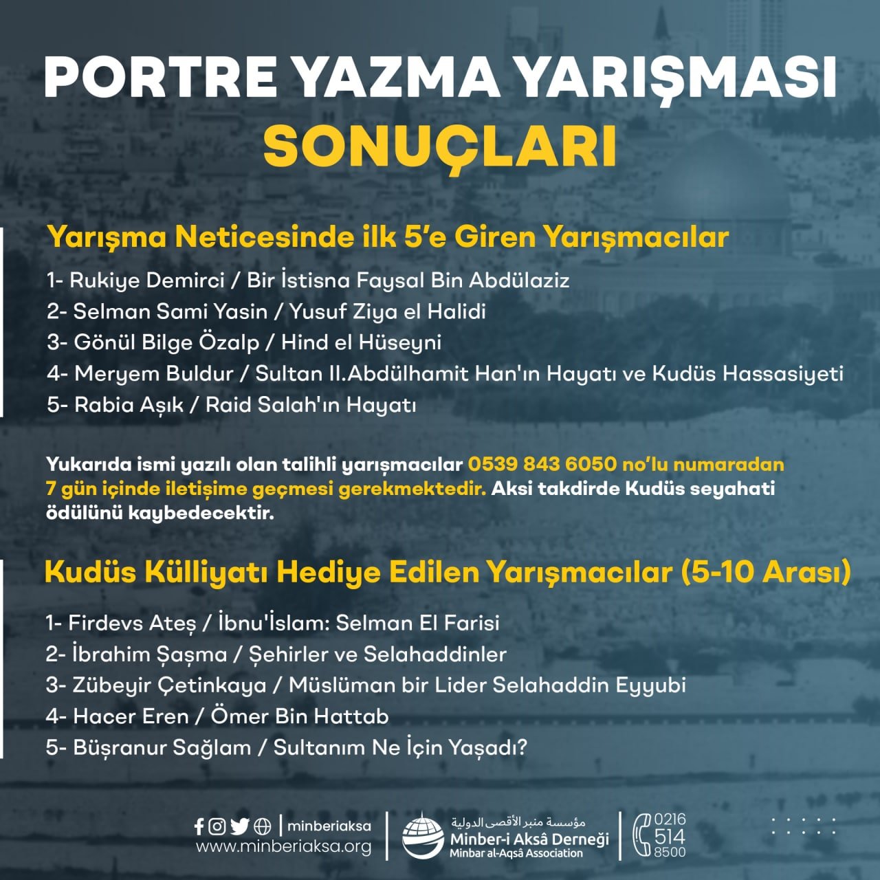 Portre Yazma Yarışması Sonuçları